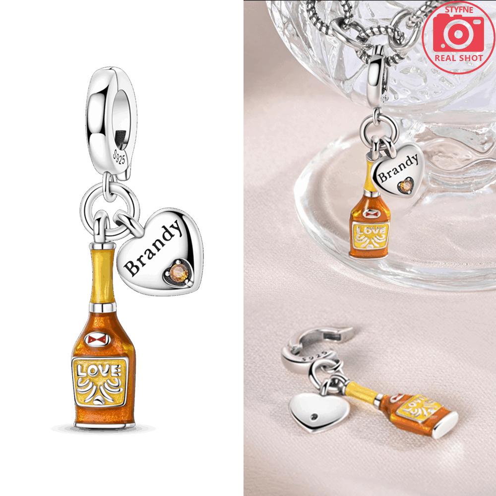 

Yellow Bottle Heart Red Wine Pendant Collection Original Copper Beads Fit Bracelet Jewelry Making Fine Gift Diy Accessory