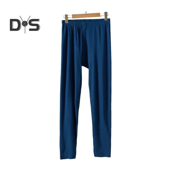Men Pants Elastic Waist Double-Sided Brushed Thermal Insulation Long Johns Solid Color Mountaineering Vacation Travel Work School Bottoming Trousers