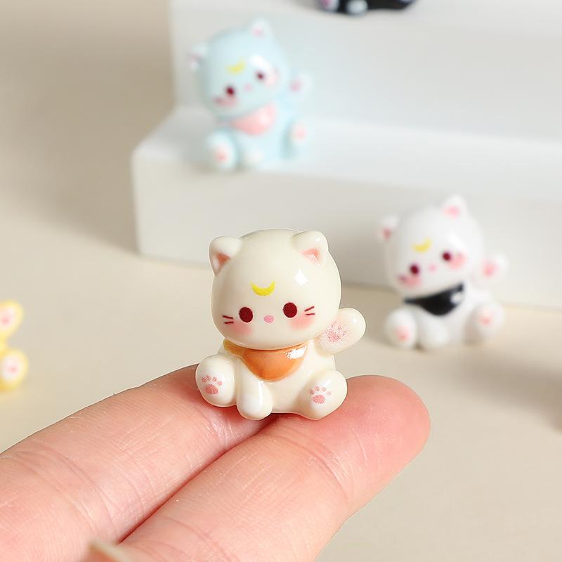 10 Stück Mehrfarbige Katzen-Tier-Miniaturen Harz-Ornamente Feengarten-Dekoration Mikro-Landschaft