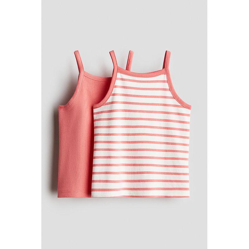 

HM Children s Clothing Fall Girls Camisole 2025 New Arrival 2-Piece Cotton Camisole 1275382 Pink/Stripes 140/68