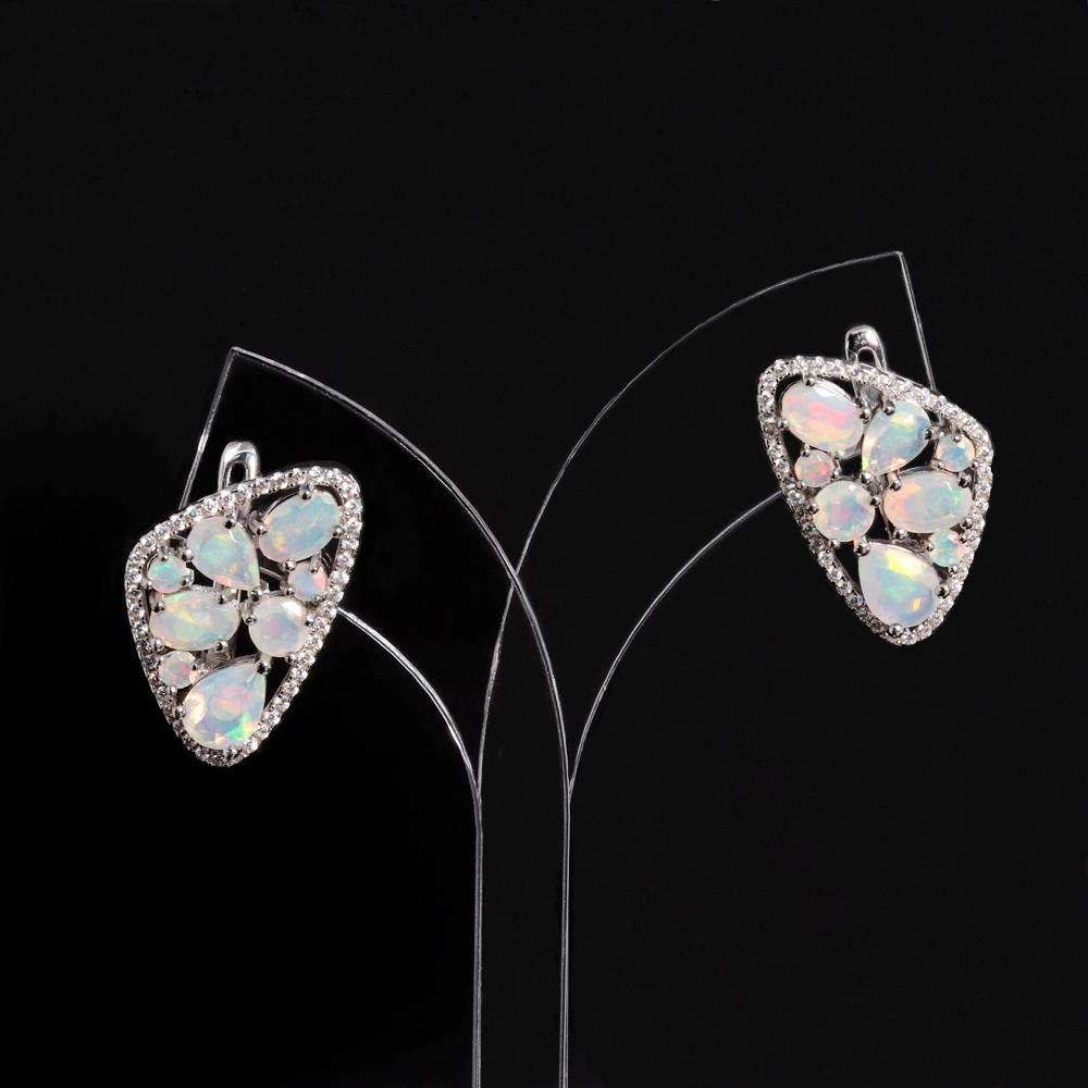 Cercei colorați, rari, piatră de naștere din octombrie, opal natural, cadou pentru aniversare și banchet pentru femei misterioși, eleganti, argint S925