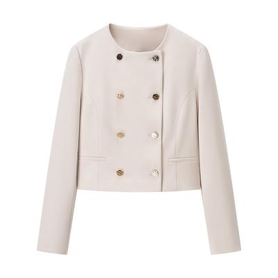 Europäischer und amerikanischer Stil, neue Damenbekleidung, kurzer doppelreihiger Blazer mit Ketten-Gürtel und Knöchelhosen.