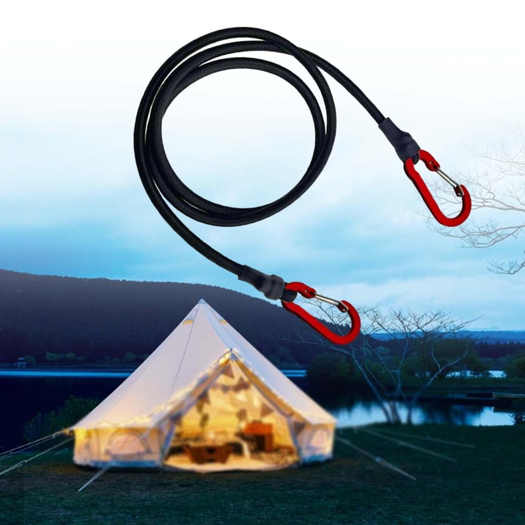 Hochleistungs-Bungee-Seil Elastischer Spanngurt Schnur Karabinerhaken Kajak Radfahren Gepäck Packseile Campingzubehör