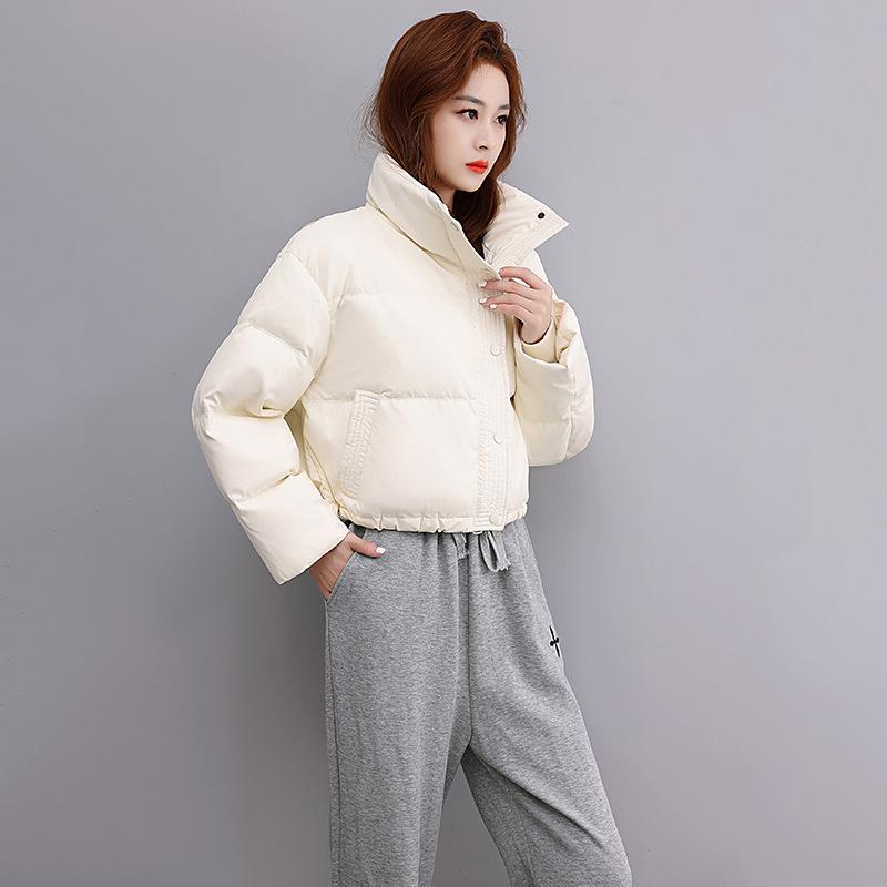 Winter New Loose Cotton-padded Jacket Short High-necked Padded Leather Cotton-padded Jacket Coat for Women.
