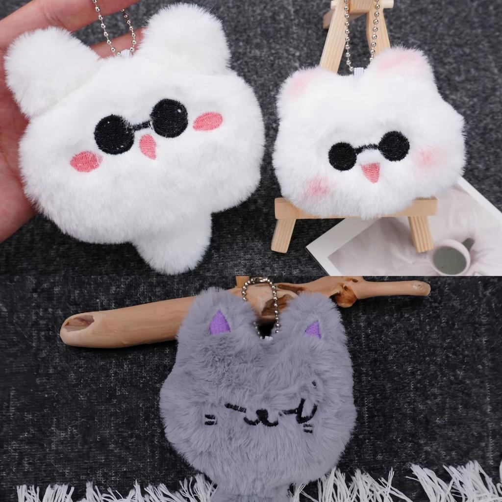 Anime JK Gojo Satoru Plush Keychain Cosplay White Cat Cosplay Gojo Pendants Backpack Key Ring Halloween Party Decoration