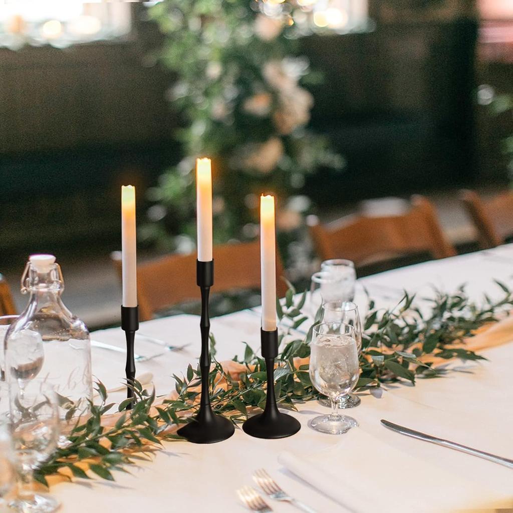 Matte Black Taper Candle Holder Set of 3 Black Candlestick Holders Modern Farmhouse Candle Stick Candle Holder for Candlesticks for Wedding Christmas