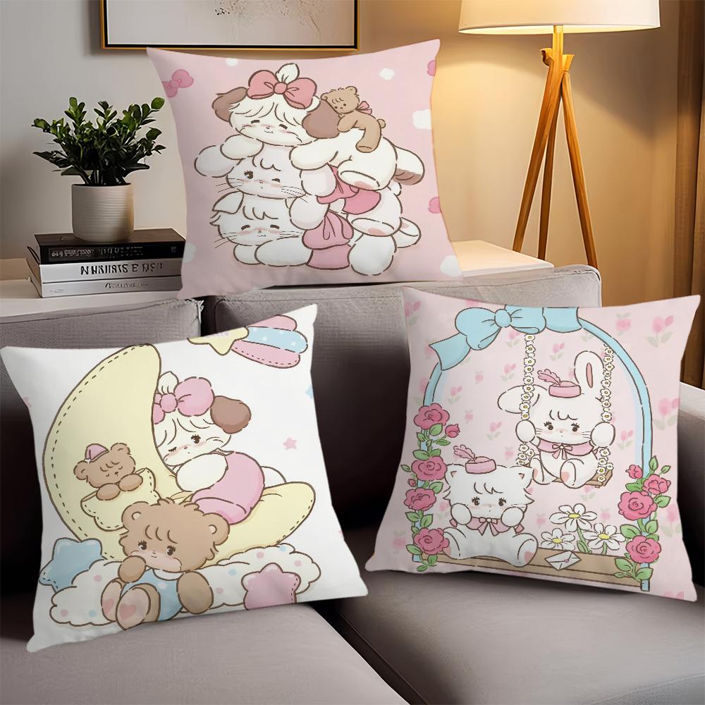 Kawai M-Mikko Cat Carton Pillow Case Office Cushions Suitable For Sofa Car  Decorative Cushion Cover