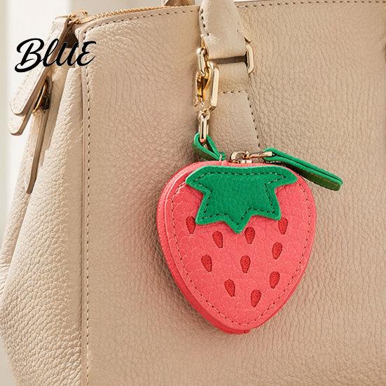 Headphone Case Pouch Faux Leather Coin Wallet Fruity Pattern Mini