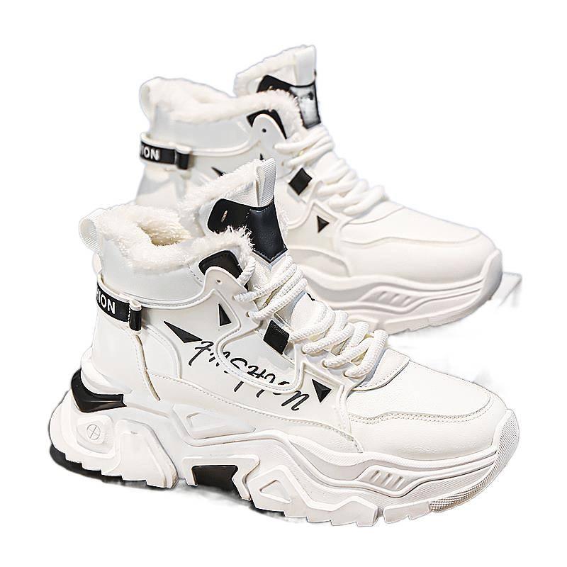 Schneestiefel Herbst und Winter Samt verdickt Weiß Große Baumwollschuhe High-Top Neue Modelle