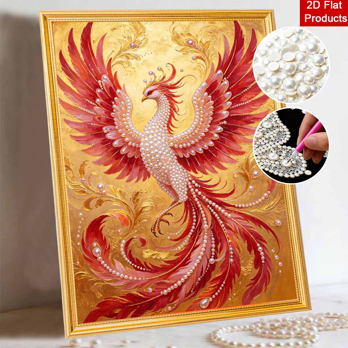 Phoenix Pearl Painting DIY Handmade Pearl Painting Art Luxurious Gift Home Decor 30x40