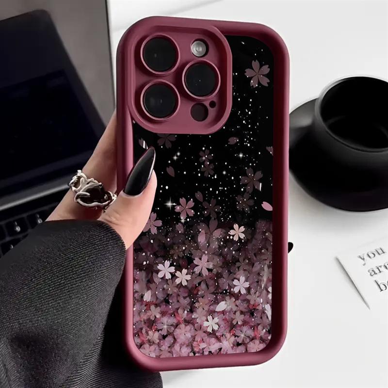 Dreamy Pink Cherry Blossom Illustration Phone Case for iPhone 17 16 15 14 13 12 11 Series Pro Max Plus