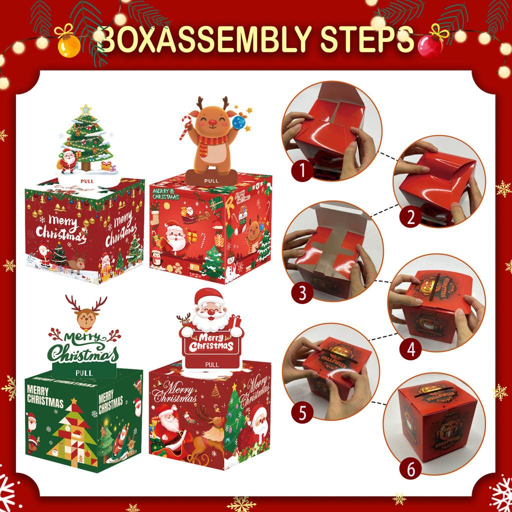 Pattern Christmas Themed Paper Box Set Holiday Decoration Props Gift For