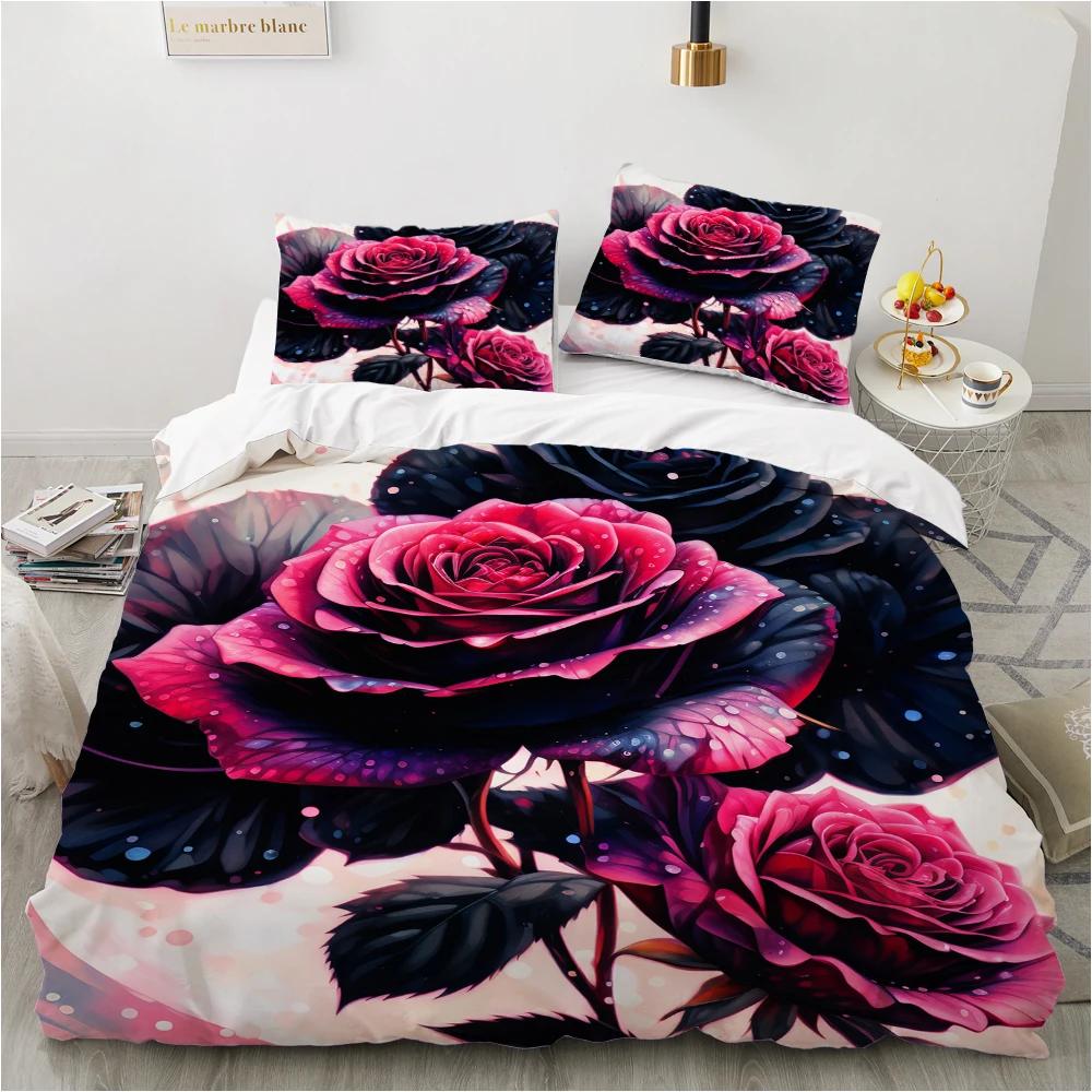 3D Floral Bedding Set Duvet/Quilt/Comforter Cover Sets Flower Bed Linen Red Rose Design Custom King Queen Full Size 260x240