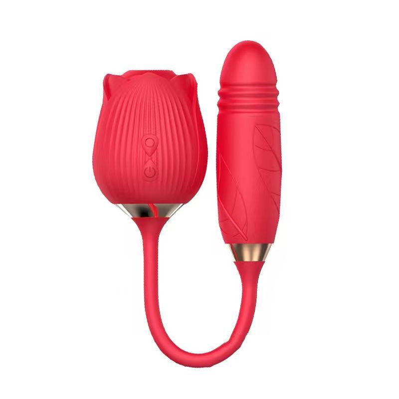 Women's Rose Flower Vibrator: 2nd/3rd Gen Tongue-Licking, Automatic Sucking & Telescopic Stick