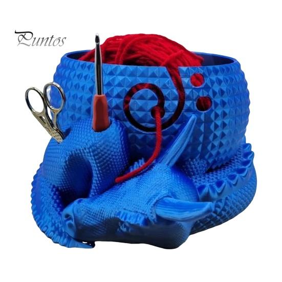 

Чаша для пряжи Дракона Не спутывается миска для вязания крючком с 2 отверстиями для хранения Мифический органайзер для вязания для держателя пряжи Органайзер для вязания синий