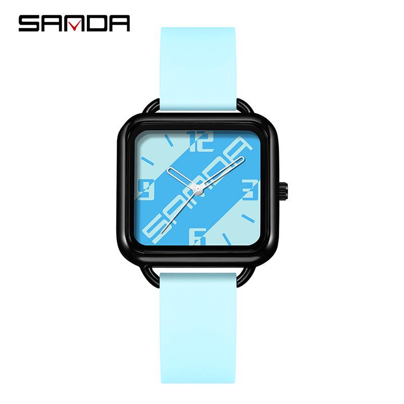 Sanda Youth Color Block Waterproof Quartz Watch for Students - Unisex, Trendy, Korean Style