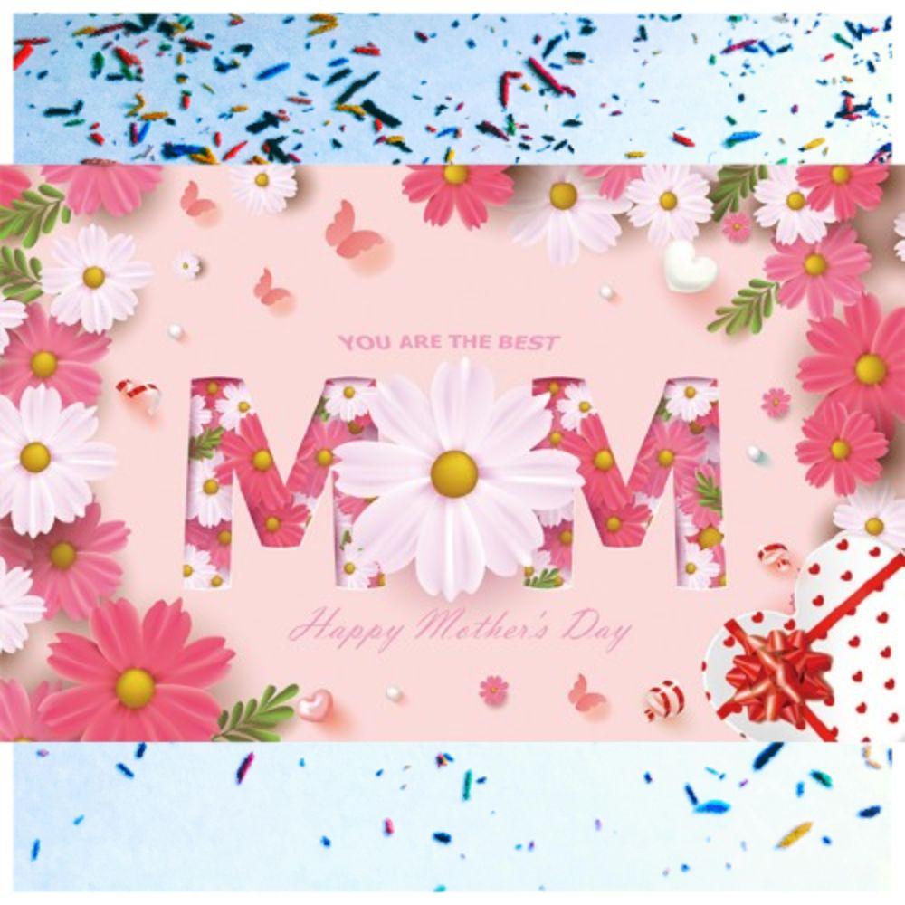 Pink Happy Mother’s Day Backdrop Flower Butterfly Flower Hanging Background  Home Party Decor