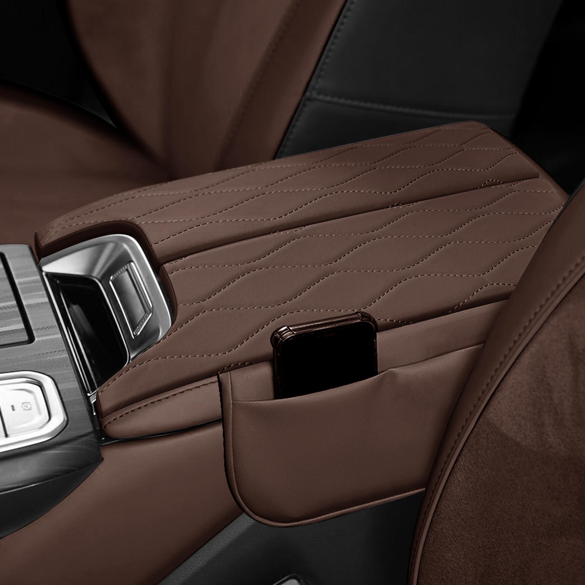 Wey Mocha Latte Console Armrest Pad with Storage and Protective Cover