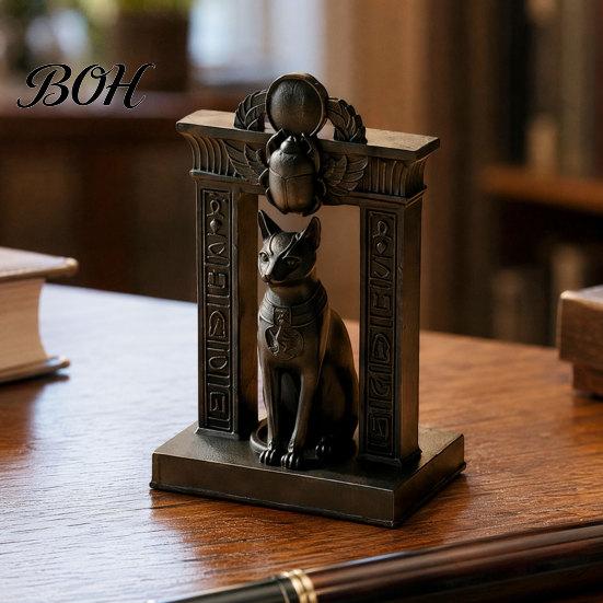 Egyptian Cat Statue Statue, Ancient Egypt Inspired Figurine, 3D Printed Decor Vintage Style Ornament for Home Office Desk, Shelf Art Craft Mythology