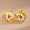 Colorful Drip Oil Fabric Flower Stud Earrings for Women Girls Vintage Exaggerated Drop Earring Vacation Jewelry Accessory