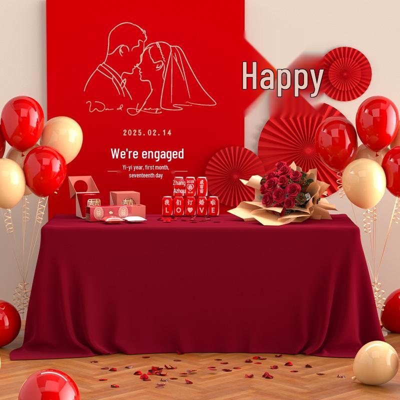 Elegant Gold Velvet Red Event Tablecloth - Perfect for Weddings, Engagements, Meetings, and More