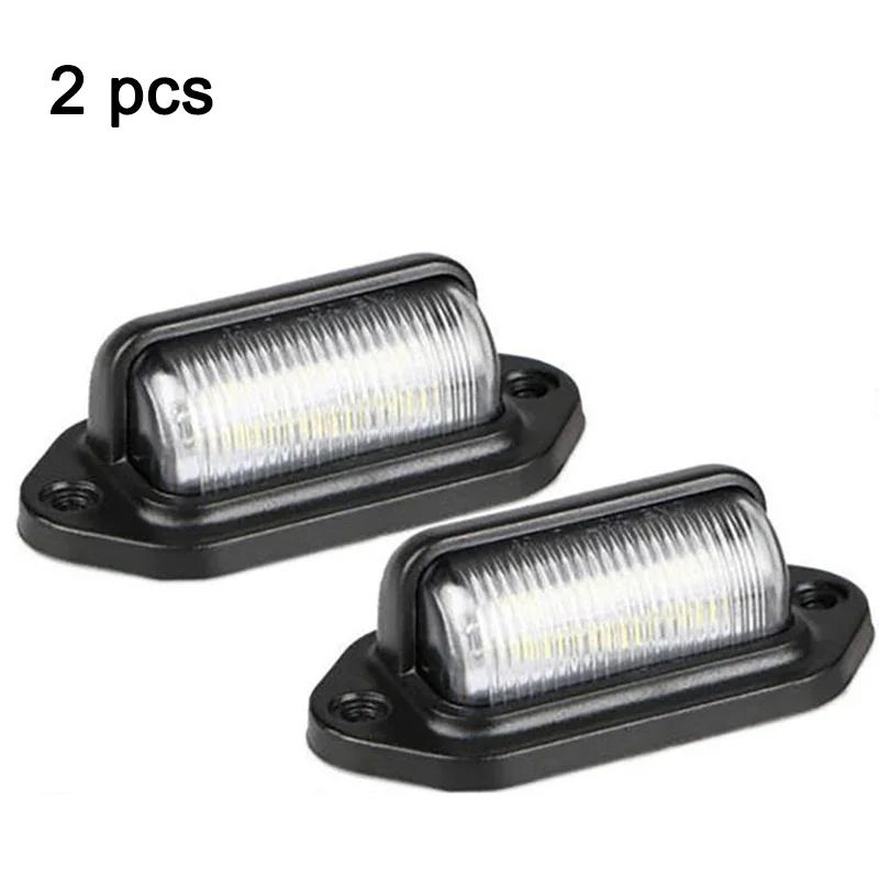 1/2Pcs 6 LED Car License Number Plate Lights Universal Waterproof Taillight SUV Truck Trailer Van Tag Step Lamp White Bulbs