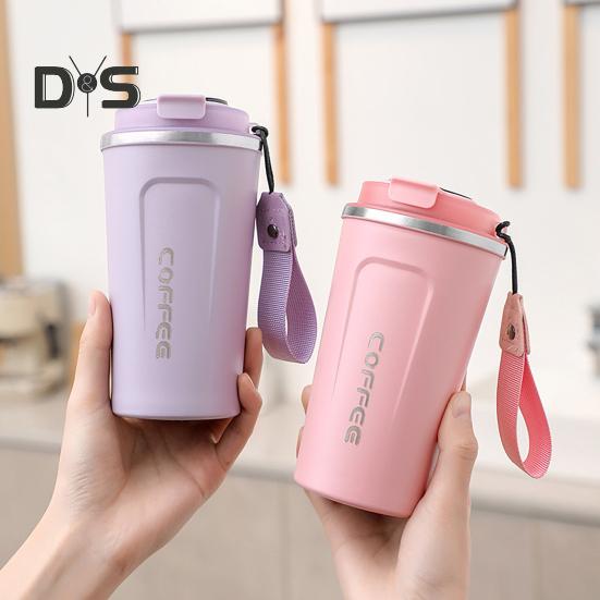 510ML Travel Coffee Mug Spill Proof with Seal Lid Insulated Eco-friendly Easy One-handed Drinking Stainless Steel Cup