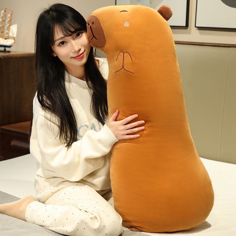 Cartoon Soft Capybara Throw Pillow Plush Toy Doll Kapibara Doll Schoolgirl Sleeping Soothing Doll