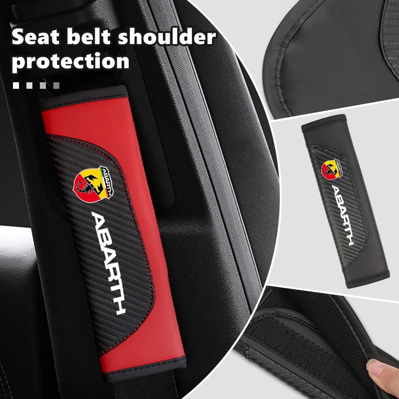 For Abarth Car Seat Shoulder Belt Cover Safety Belt Protector Pad Auto Interior Accessories FIAT 500 FR 500X Grande Punto Tipo