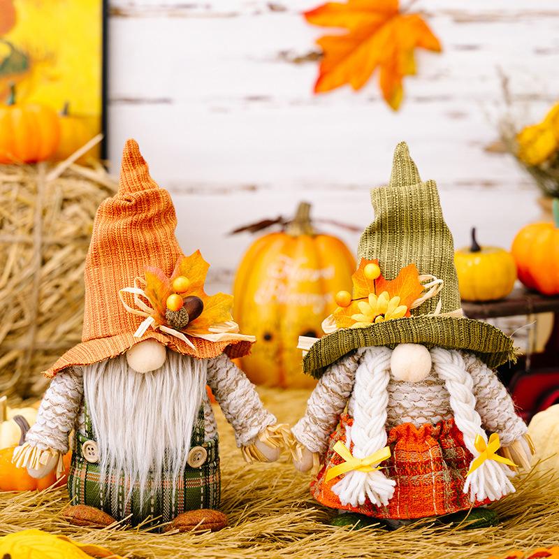 Autumn Fall Gnome Sunflower Maple Leaf Women And Men Thanksgiving Gnome Harvest Gnome Fall Decorations For Home Table