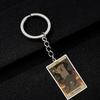 Cute Cat Tarot Card Keychain Vintage Rectangle Epoxy Stainless Steel Pendant Key Chain Animal Divination Jewelry