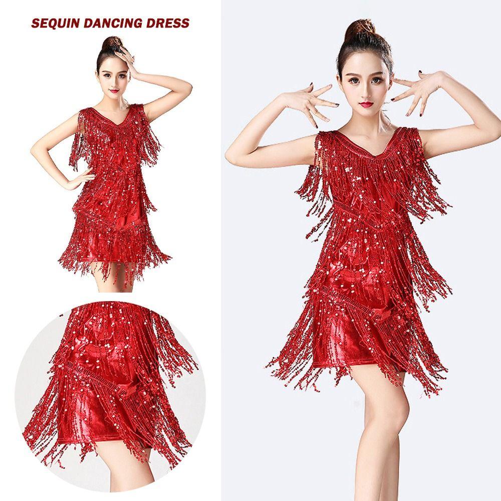 Samba Dancing Latin Dancing Dress Tassel Ballroom Dress Fashion Competition Dress  Show Costumes