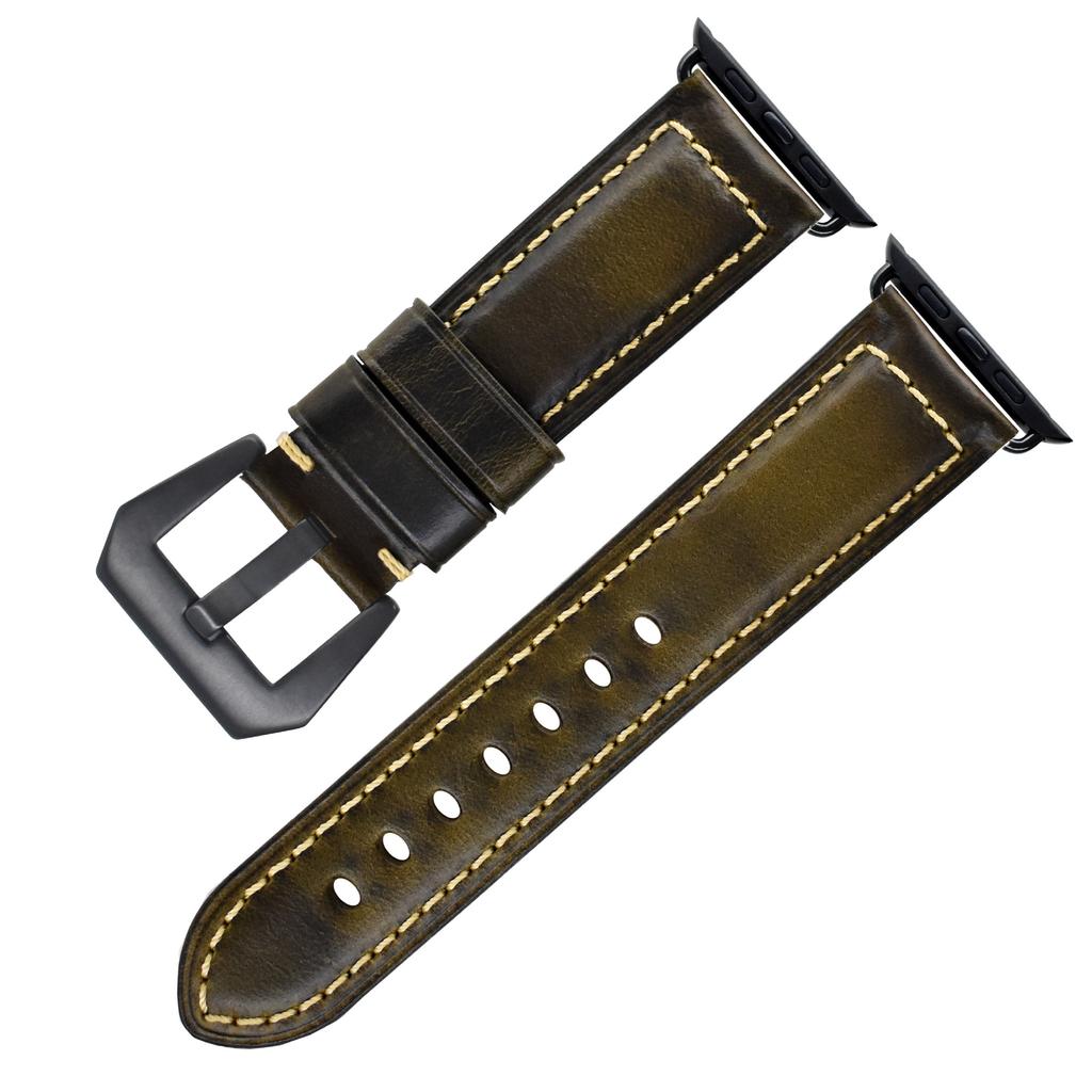 First Layer Real Cowhide Retro Leather Watch Strap Replacement for Apple Watch Series 1 2 3 4 5 7 8 9 SE Smart Watch Accessory