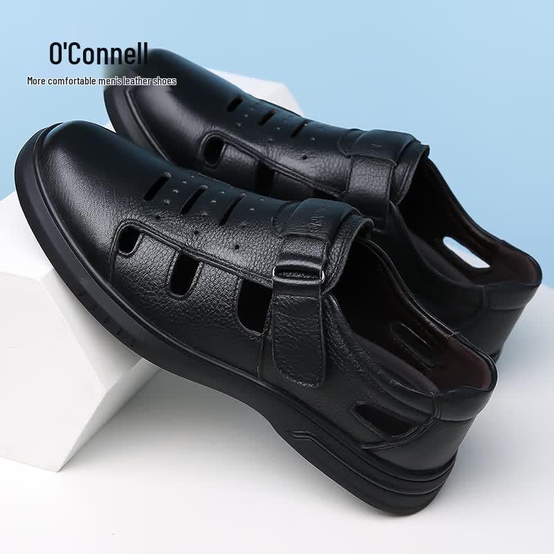 Aokang Men s Cutout Leather Casual Sandals 39 (245mm)