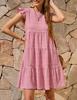Womens Ruffle Sleeve Mini Dress Loose Fit Babydoll Summer Beach Sundress