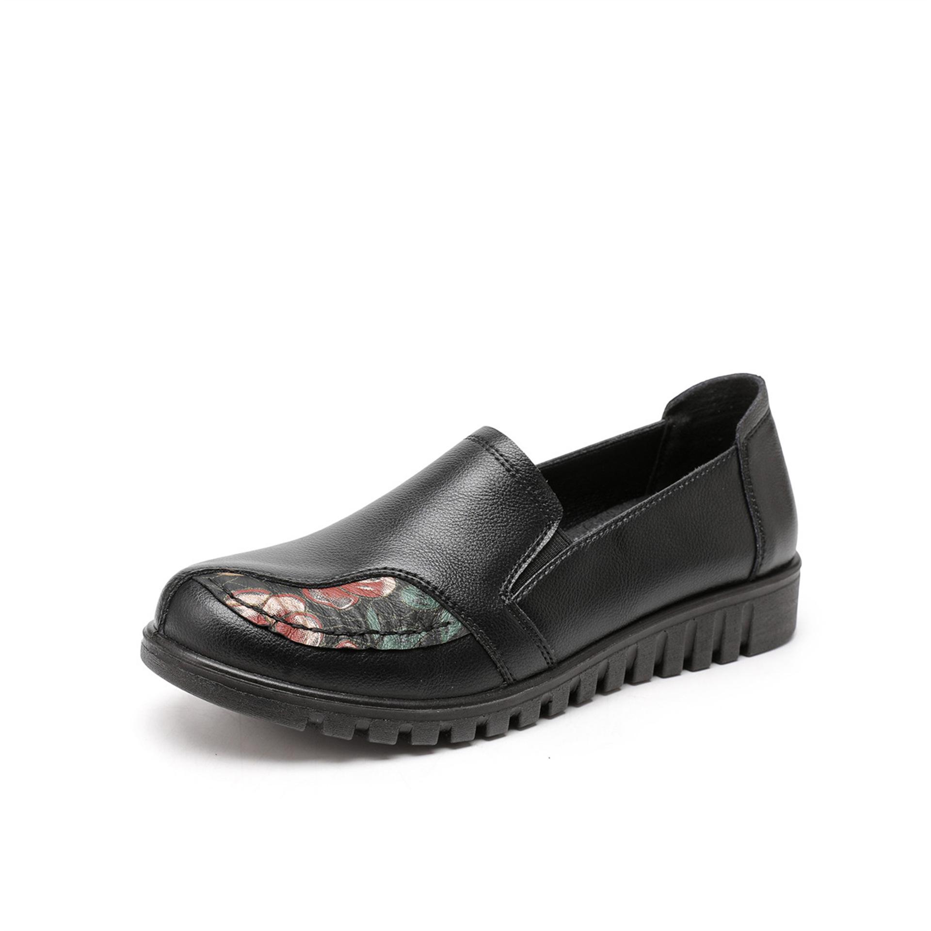 

Женские туфли из натуральной кожи с мягкой подошвой — удобные нескользящие балетки для людей среднего и пожилого возраста, доступны большие размеры 42 чёрный