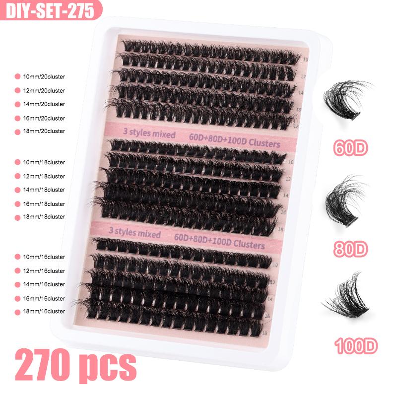 15Rows Diy 5D Fluffy Lash Clusters 80D 100D Thick Eyelash Clusters Wispy Individual Lashes 10-18Mm Cluster Eyelash Extension Kit