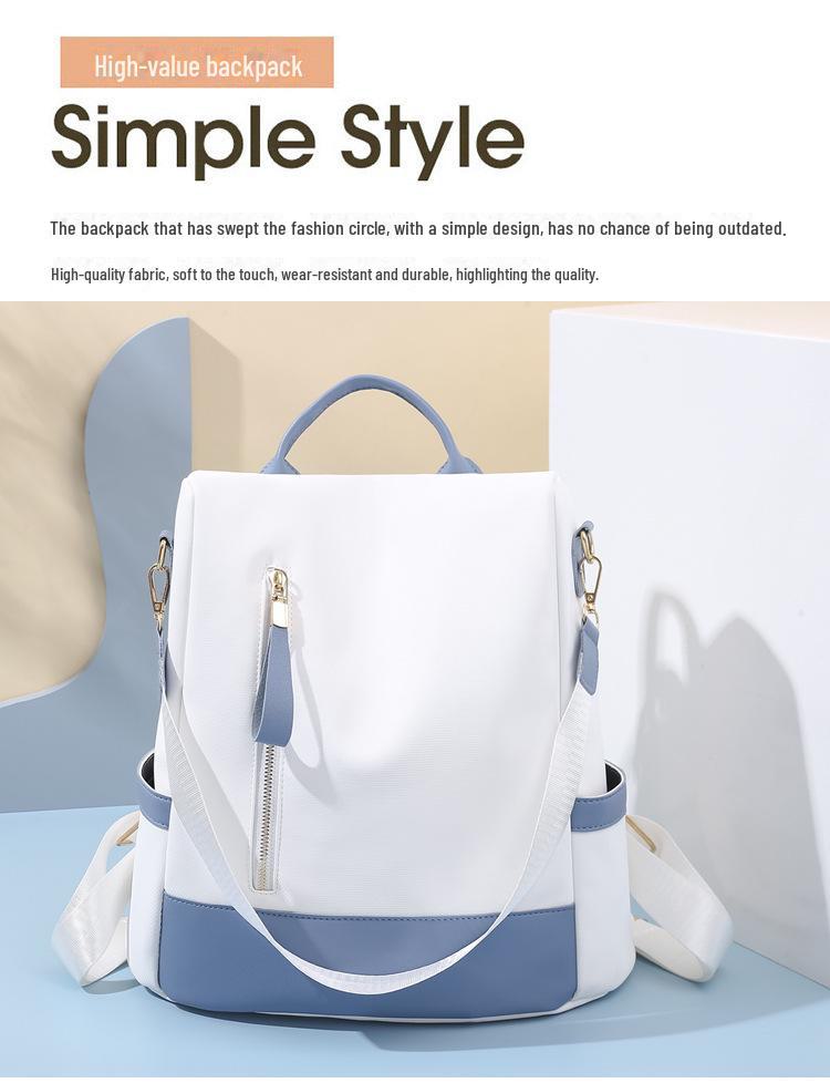 Oxford Backpack Womens Cloth Lightweight Fashionable Splashproof Contrast Color Large Capacity For Travel Or School