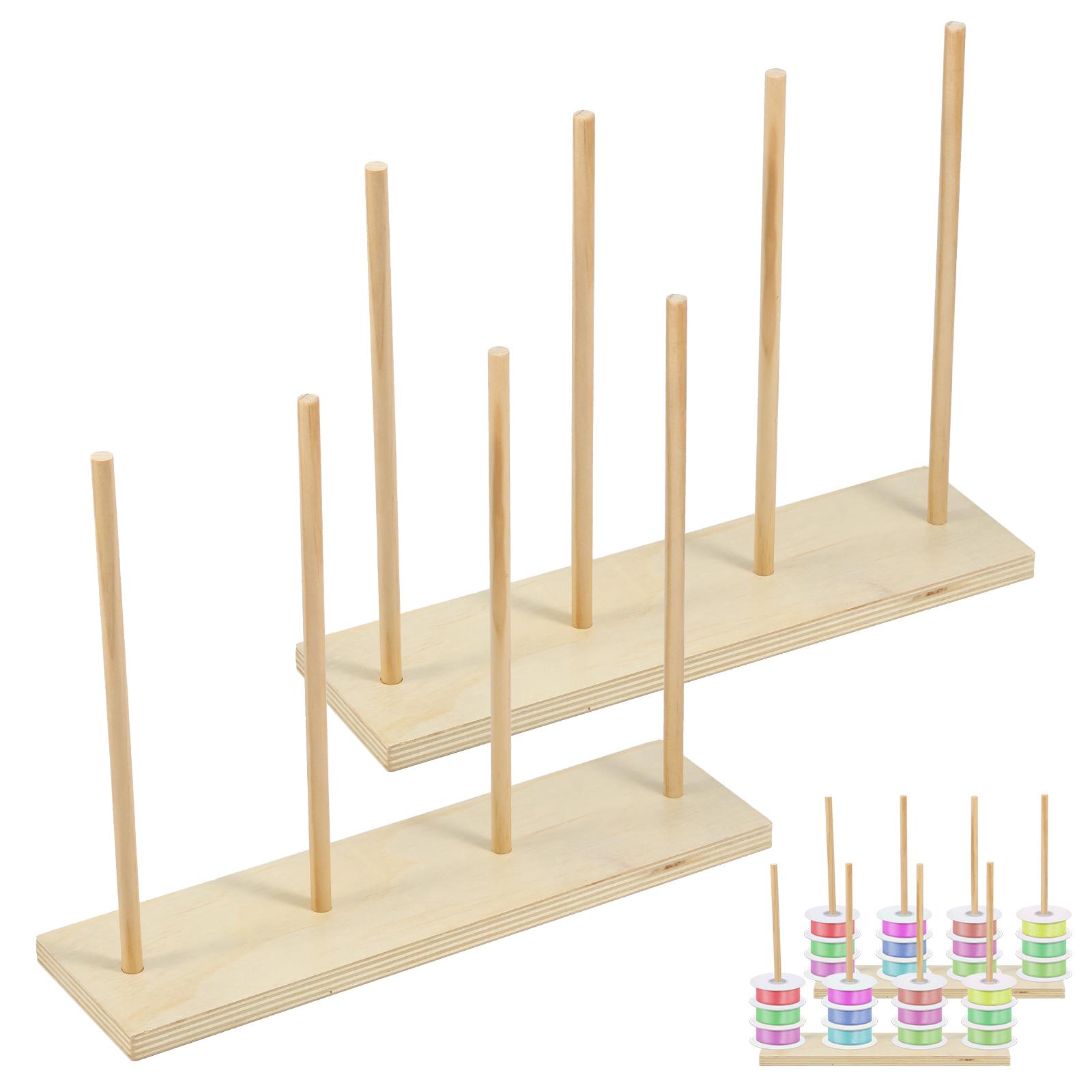 

2 шт. органайзер для лент, деревянная стойка для хранения лент, экономящий место, держатель для катушек, органайзер, практичный держатель для лент для швейного ремесла