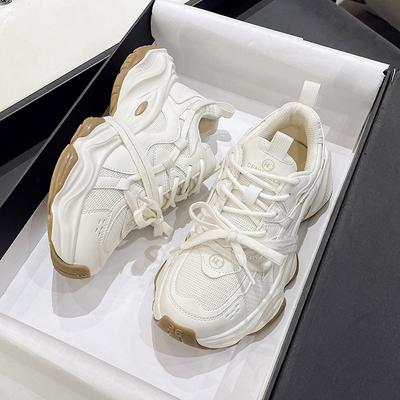 Klopfe sanft und leicht~ Leichte Lauf- vielseitige Sneaker Damen 2024 Frühling neu dicksohlige kleine Papa-Schuhe