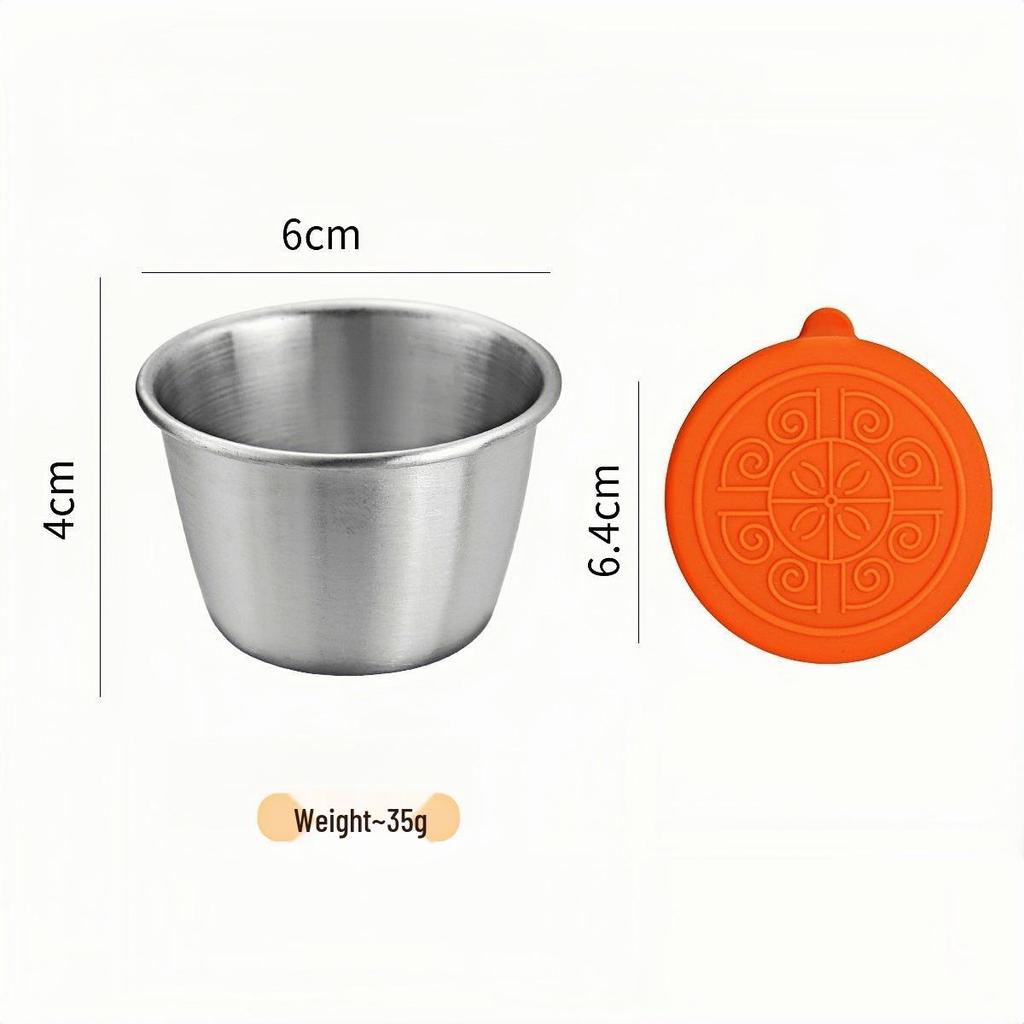 Stainless Steel Leak-Proof Sauce Cup with Silicone Lid for Portable Dipping and Salads