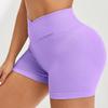 Women's Cross Waist Elastic Yoga Shorts with Peach Hip Design - Three-Quarter Length, Perfect for Running and Fitness