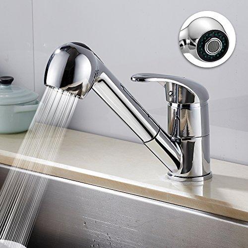 

Kitchen Faucet, Shower Type, Mixer Tap, Single Lever, Extendable Nozzle, Stream Switching, 360-Degree Rotation, 2-Way Water Discharge, Easy Installati