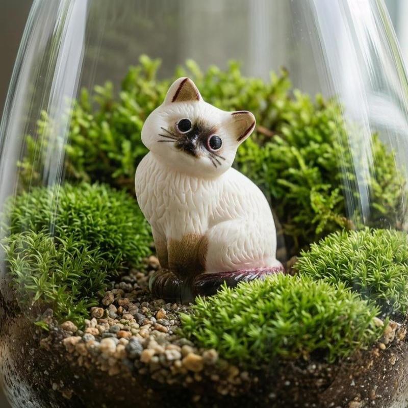 10 Stück Miniatur Leuchtende Niedliche Siamkatze Kätzchen Katze Mikro-Landschaftsornamente Zur Dekoration Dekor Zimmer Schreibtischzubehör