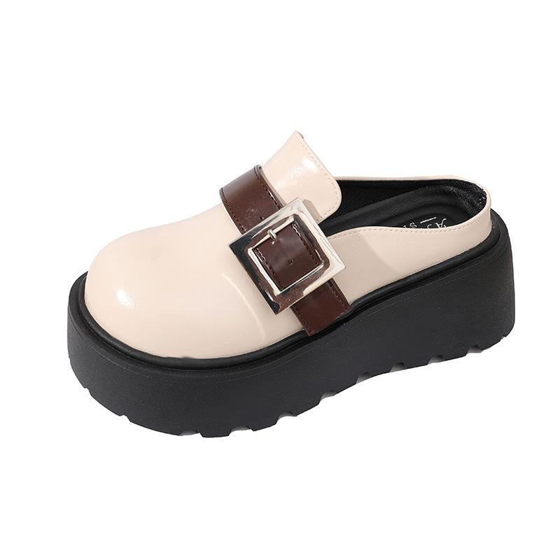 Muffin Thick-soled Bag Head Half Slippers Women's Summer Wear 2025 New One-pedal Comfortable Big Head Casual Cool Slippers