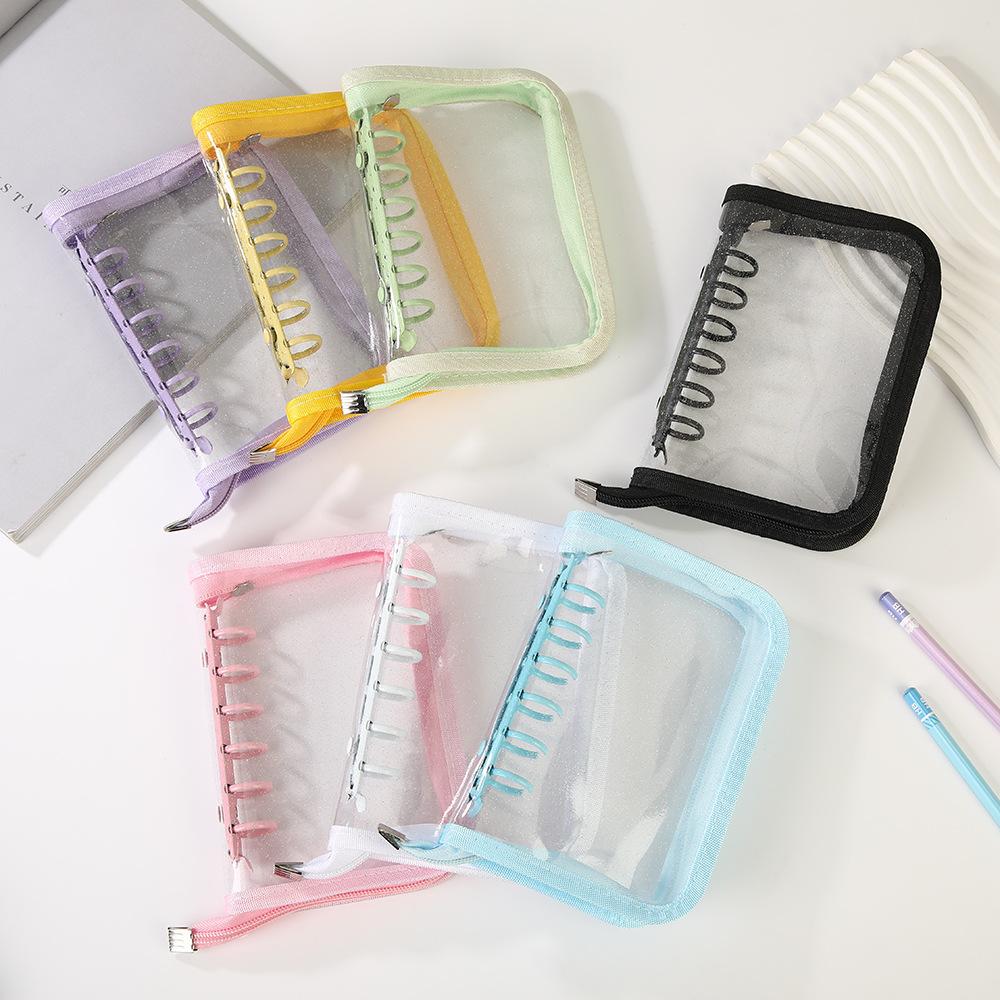 A7 Glitter Laser Star Zipper Binder Photo Card Collection Book Postcard Organizer Diary Notebook School Stationery