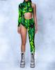 Damen Punk Asymmetrischer Feiertags-Bodysuit Kostüm Bunter Regenbogen-Jumpsuit Cosplay Halloween Party Auftritt Strumpfhosen Anzug