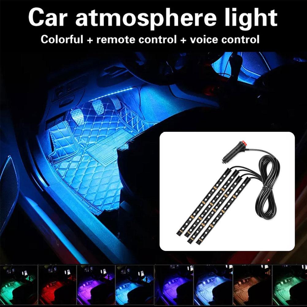 12led Car Interior Ambient Foot Strip Light Kit Backlight Atmosphere Decorative Auto 5v/12v Accessories Lamp Usb Neon Vehic S9x2