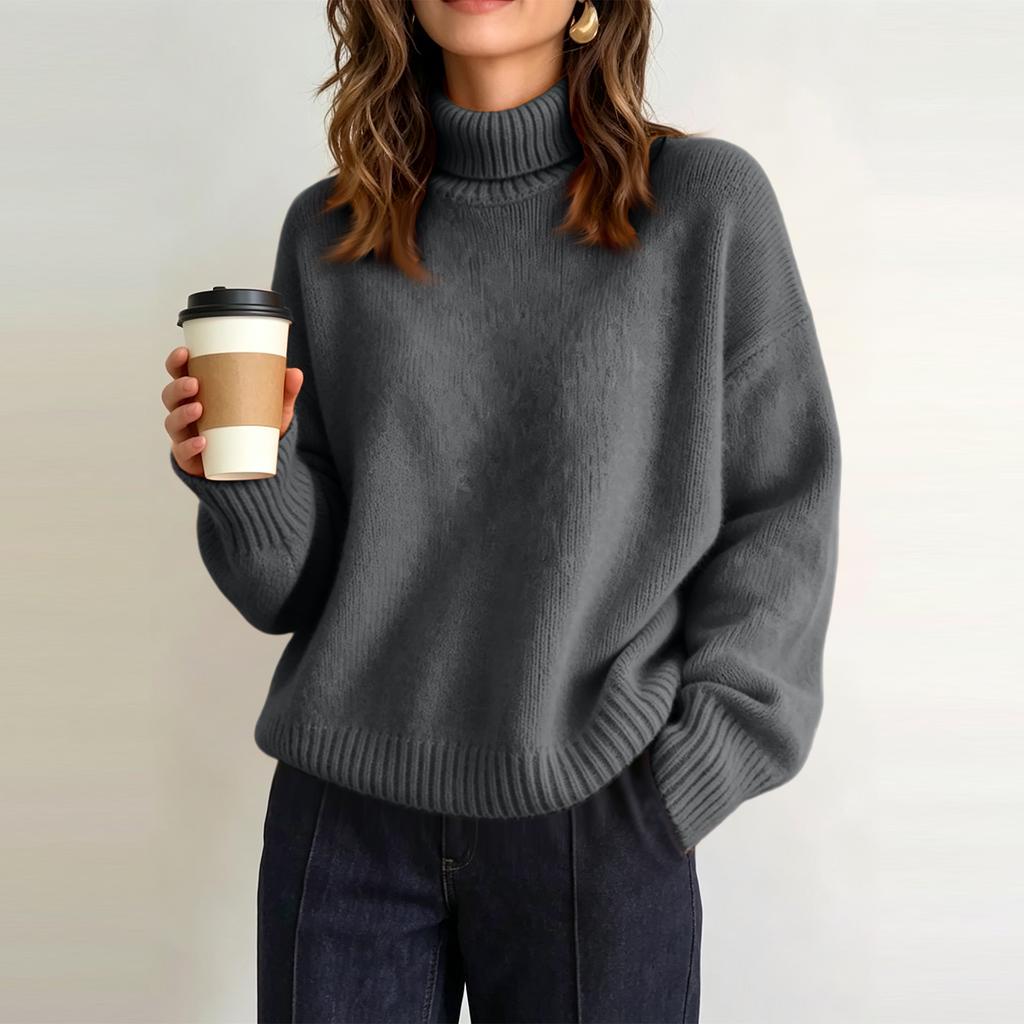 Women's Oversized Turtleneck Sweater Casual Loose Fit Knit Pullover Top