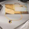 Elegant Blue Lapis Lazuli Pendant Necklace: High-End Clavicle Chain, Fade-Resistant Titanium Steel Accessory